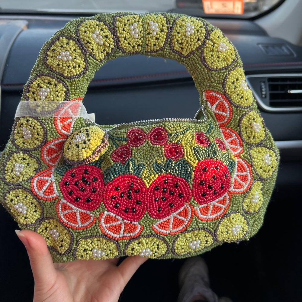 Made in India Mirasol fruit watermelon viral beaded bag